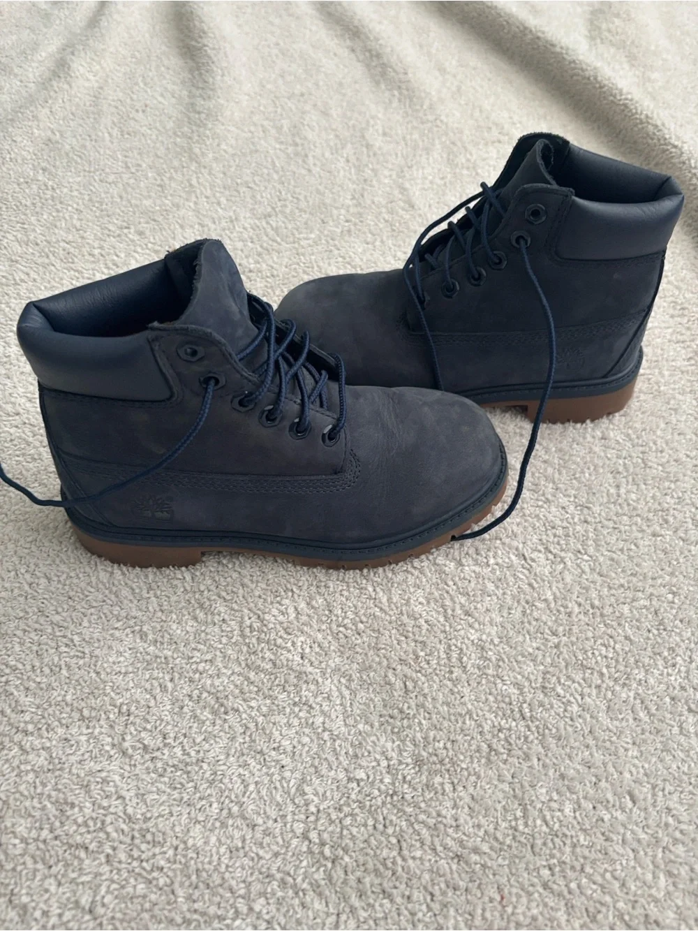 Timberland Navy Nubuck Lace-Up Boot with Gum Sole